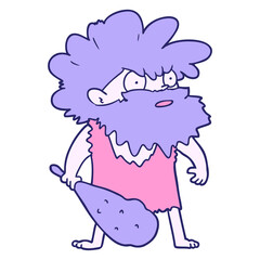cartoon cave man in bright neon color