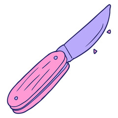 cartoon folding knife in bright neon color