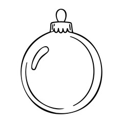 Obraz premium Outline of a decorative christmas ornament with simple design. Vector hand-drawn doodle illustration