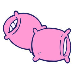 cartoon doodle pillow in bright neon color