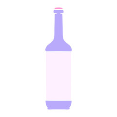 hand drawn quirky cartoon wine bottle in bright neon color