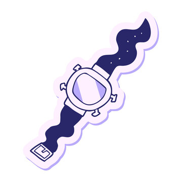 Naklejki sticker of a cartoon wrist watch in bright neon color