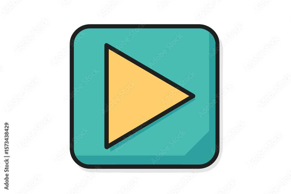 Poster application icon design for android, featuring a vector play icon, video application icon design tem