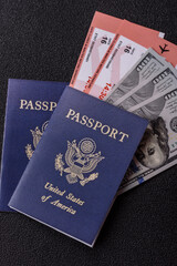 US passport for travelling, flying and doing business. USA document, id