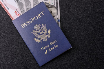 US passport for travelling, flying and doing business. USA document, id