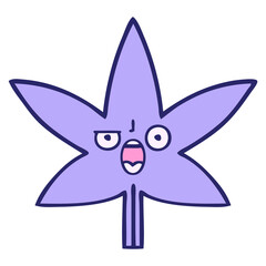 cute cartoon of a autumnal leaf in bright neon color