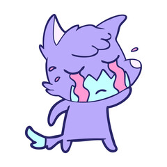 sad little fox cartoon character in bright neon color