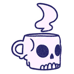 Skull Mug Chalk Drawing in bright neon color