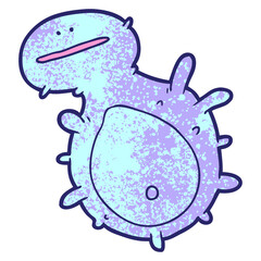 cartoon germ in bright neon color