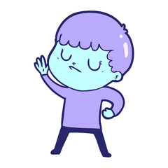 cartoon grumpy boy in bright neon color