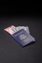 US passport for travelling, flying and doing business. USA document, id
