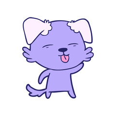 cartoon dog sticking out tongue in bright neon color