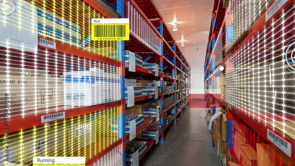 Poster augmented reality technology system in deft smart warehouse identify package picking and delivery . 