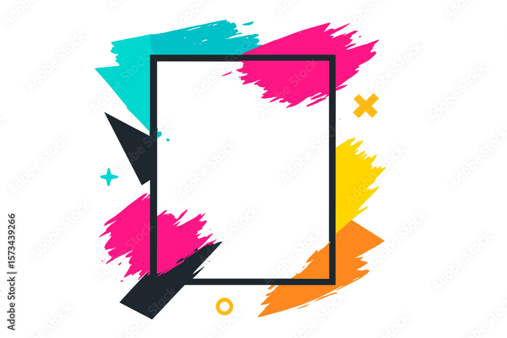 Aufkleber a vector frame for text is set against a modern art graphics backdrop, featuring a dynamic and styli
