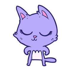 calm cartoon cat in bright neon color