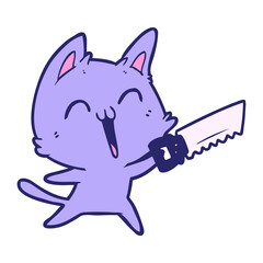 happy cartoon cat in bright neon color