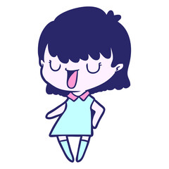 cartoon woman in bright neon color