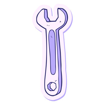 Naklejki sticker of a cartoon spanner in bright neon color