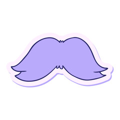 hand drawn sticker cartoon doodle of a mans moustache in bright neon color