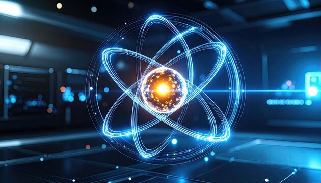 Futuristic atom graphic