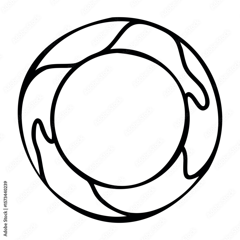 Poster abstract geometric design with interwoven lines and circular shape. vector hand-drawn doodle illustr