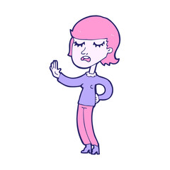 cartoon woman ignoring in bright neon color