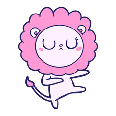 cartoon lion dancing in bright neon color