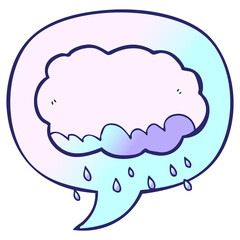 cartoon rain cloud with speech bubble in smooth gradient style in bright neon color