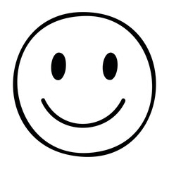 Simple black smiley face icon with rounded features. Vector hand-drawn doodle illustration