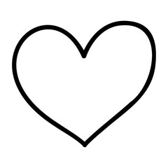 Simple heart shape outline in black contour design. Vector hand-drawn doodle illustration