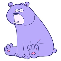 funny cartoon bear in bright neon color