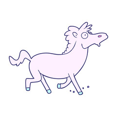 cartoon running horse in bright neon color