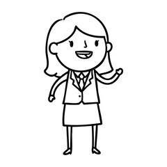 Obraz premium Cartoon female character wearing business attire. Vector hand-drawn doodle illustration