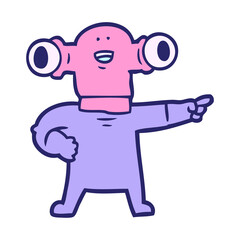 Fototapeta premium friendly cartoon alien pointing in bright neon color