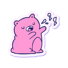 Naklejka premium sticker of a cartoon singing bear in bright neon color