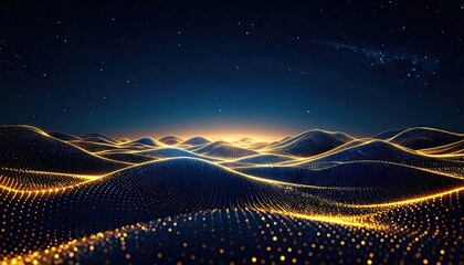 Golden landscape at night