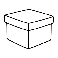 Simple closed box with lid. Vector hand-drawn doodle illustration