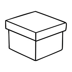 Simple closed cardboard box with lid in minimalist design. Vector hand-drawn doodle illustration