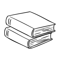 Stack of two classic books in simple line art design. Vector hand-drawn doodle illustration