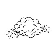 Fototapeta premium Cartoon cloud of smoke exploding with debris for comic effects. Vector hand-drawn doodle illustration