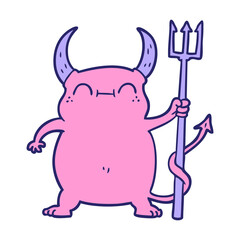 cartoon little devil in bright neon color