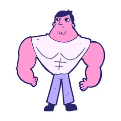 cartoon body builder in bright neon color