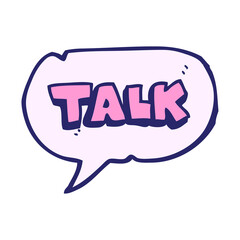 freehand drawn speech bubble cartoon talk symbol in bright neon color