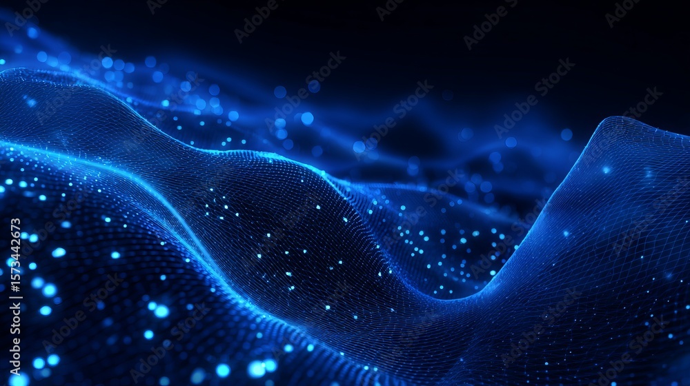 Aufkleber futuristic abstract background with blue glowing waves representing technological advancement and ne