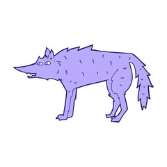 cartoon wolf in bright neon color