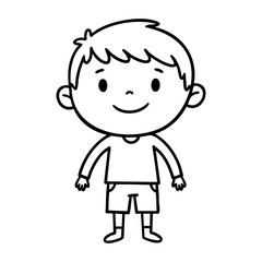 Obraz premium Cartoon drawing of smiling child with short hair. Vector hand-drawn doodle illustration