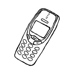 vintage mobile phone logo - hand-drawn doodle style