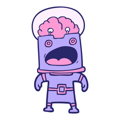 cartoon robot in bright neon color