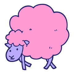 cartoon sheep in bright neon color