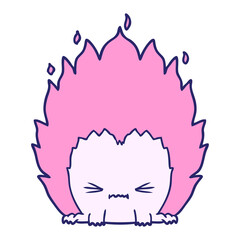cartoon fire creature in bright neon color